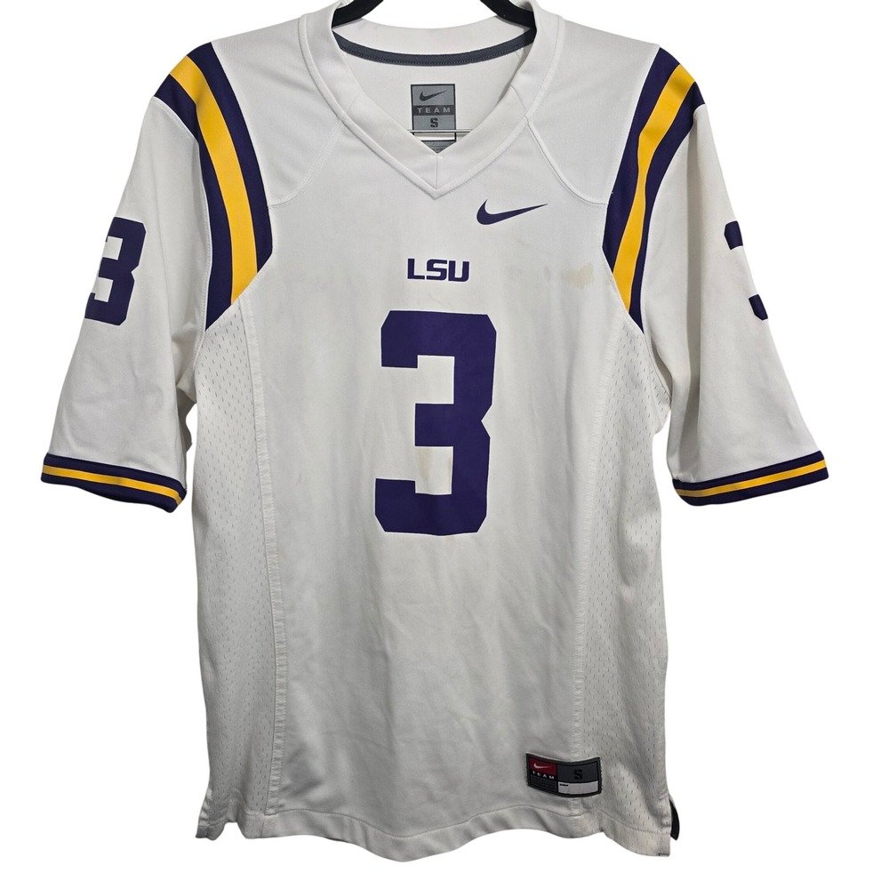 Nike LSU Tigers Odell Beckham Jr #3 Football Jersey White Men's Size Small